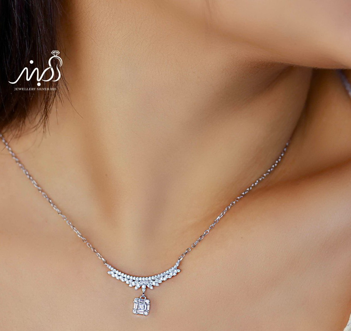 💍گردنبند جواهري آويزدار خاص و زیبا ، نقره عیار 925 (G_3220)‌‌‌‌‌‌