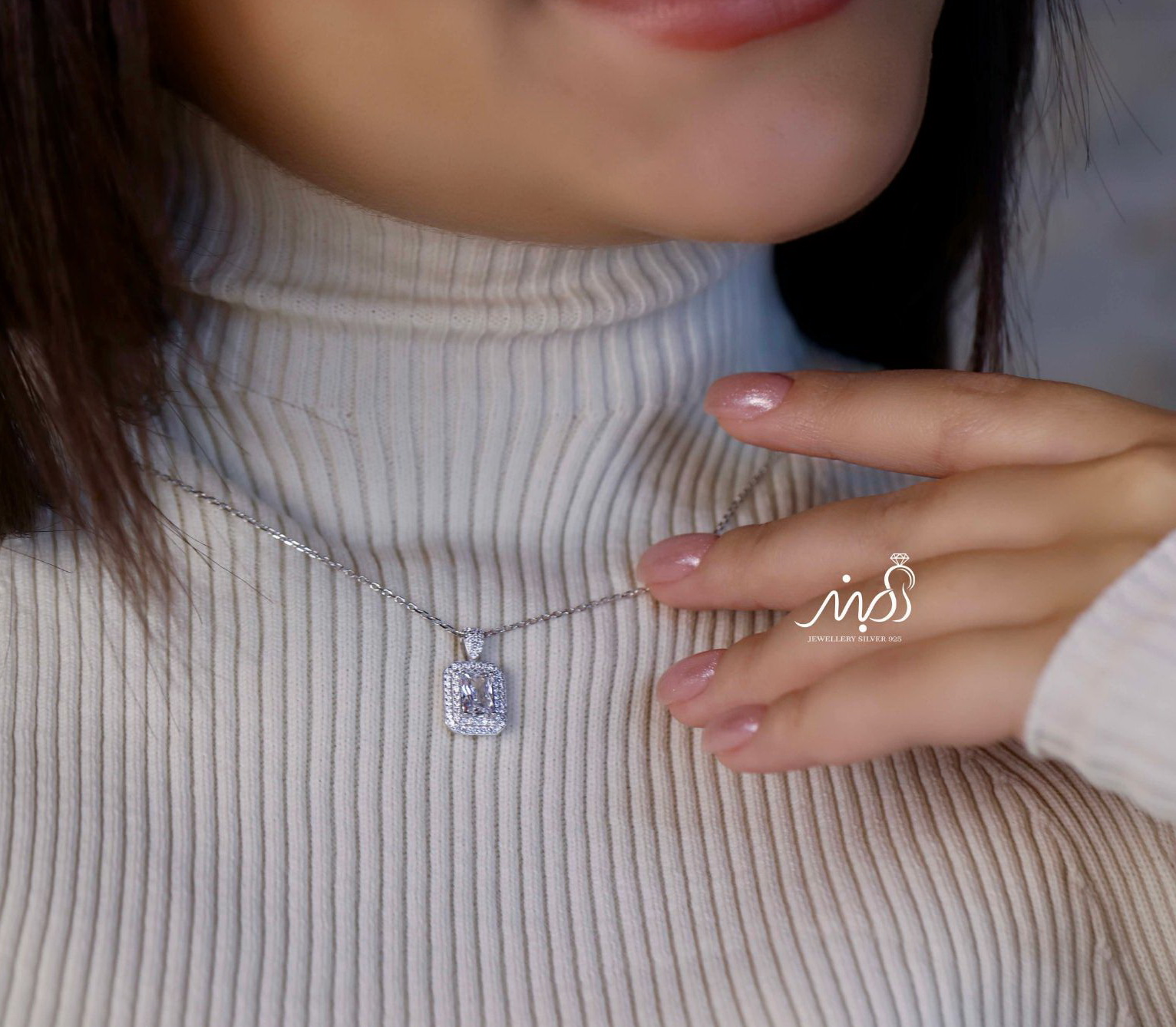 💍گردنبند جواهري امرالد خاص و زیبا ، نقره عیار 925 (G_3226)‌‌‌‌‌‌