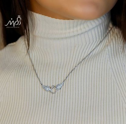💍گردنبند جواهري حلقه بالدار خاص و زیبا ، نقره عیار ۹۲۵ (G_3235)‌‌‌‌‌‌