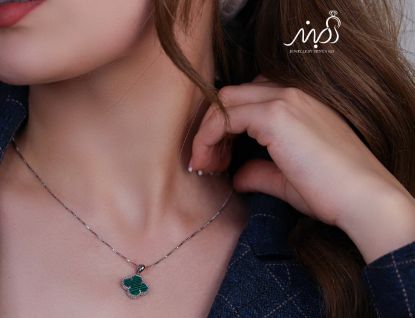 💍گردنبند جواهری ونکلیف سبز، خاص و زیبا ، نقره عیار ۹۲۵ (G_3261)‌‌‌‌‌‌