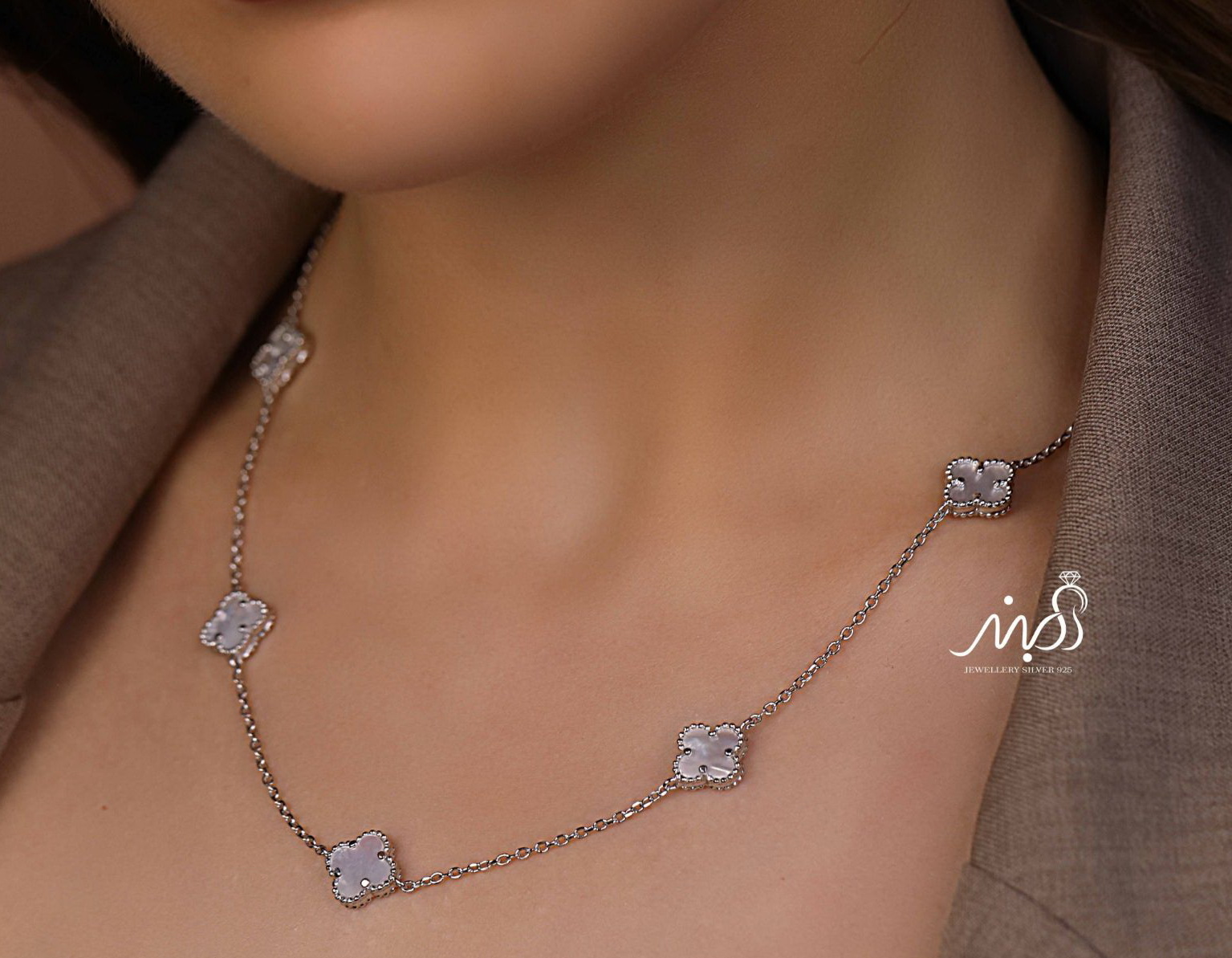 💍گردنبند جواهری ونکلیف خاص و زیبا ، نقره عیار ۹۲۵ (G_3287)‌‌‌‌‌‌