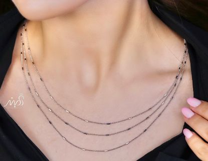 💍گردنبند جواهری سه لاين خاص و زیبا ، نقره عیار ۹۲۵ (G_3286)‌‌‌‌‌‌