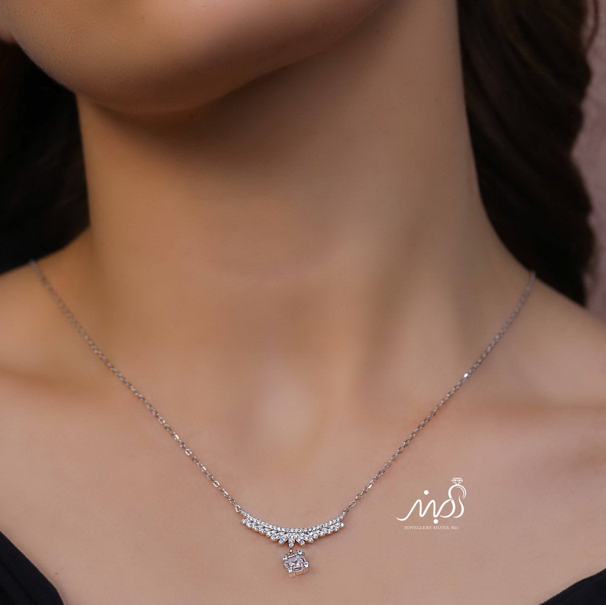 💍گردنبند جواهری آويز دار خاص و زیبا ، نقره عیار ۹۲۵ (G_3292)‌‌‌‌‌‌