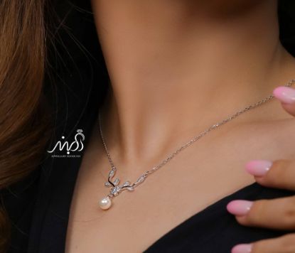 💍گردنبند جواهری با آويز مرواريدخاص و زیبا ، نقره عیار ۹۲۵ (G_3296)‌‌‌‌‌‌