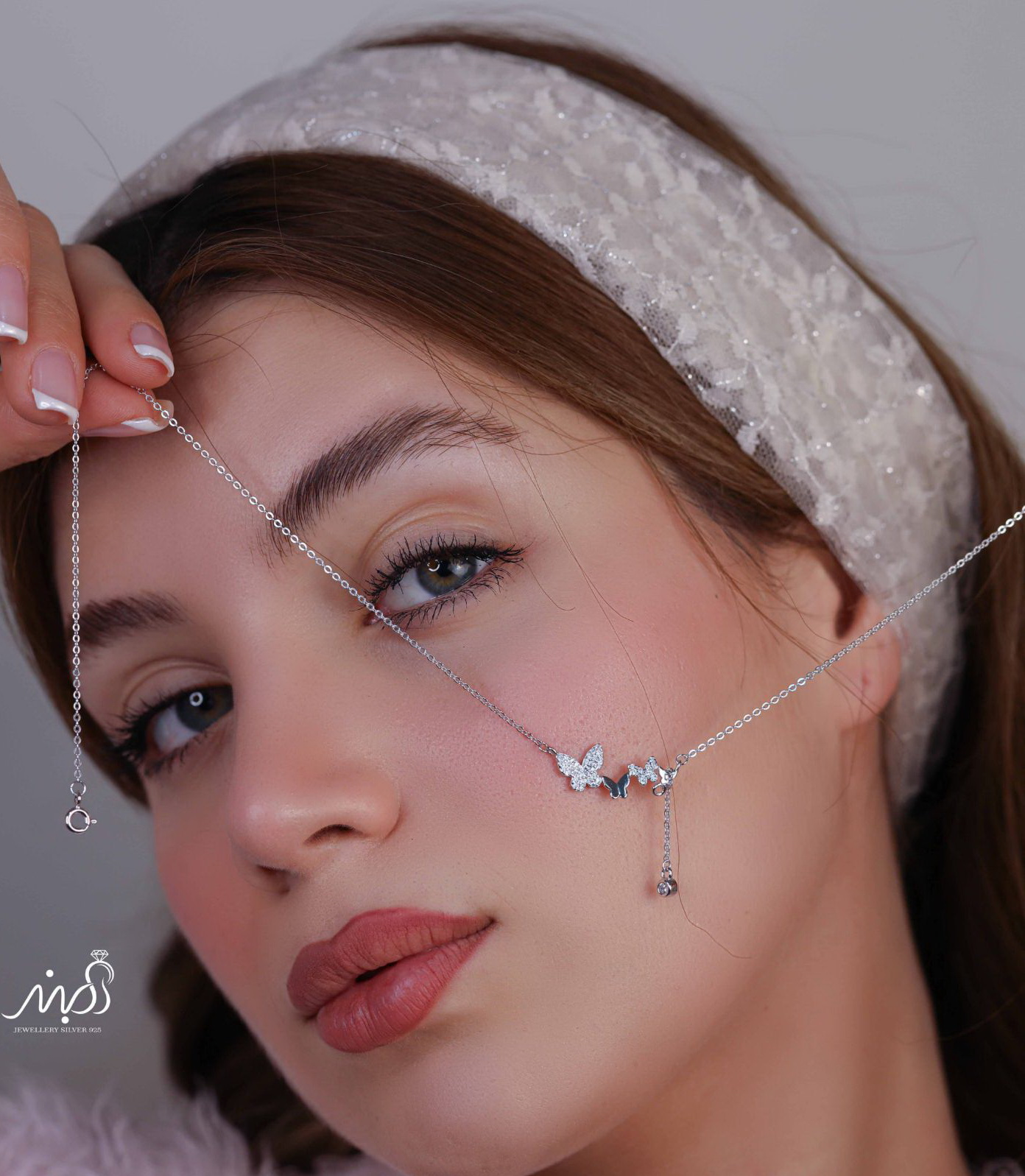 گردنبند جواهری پروانه آویز دار ، خاص و زیبا ، نقره عیار ۹۲۵ (G_3252)‌‌‌‌‌‌