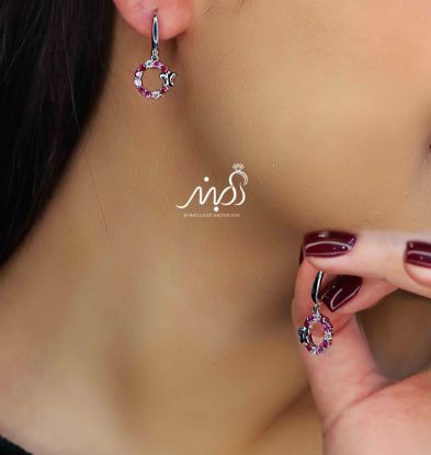 💍گوشواره حلقه ای آویز دار رنگی خاص و زيبا ؛ با طراحي زيبا نقره عیار 925 (E_5034)