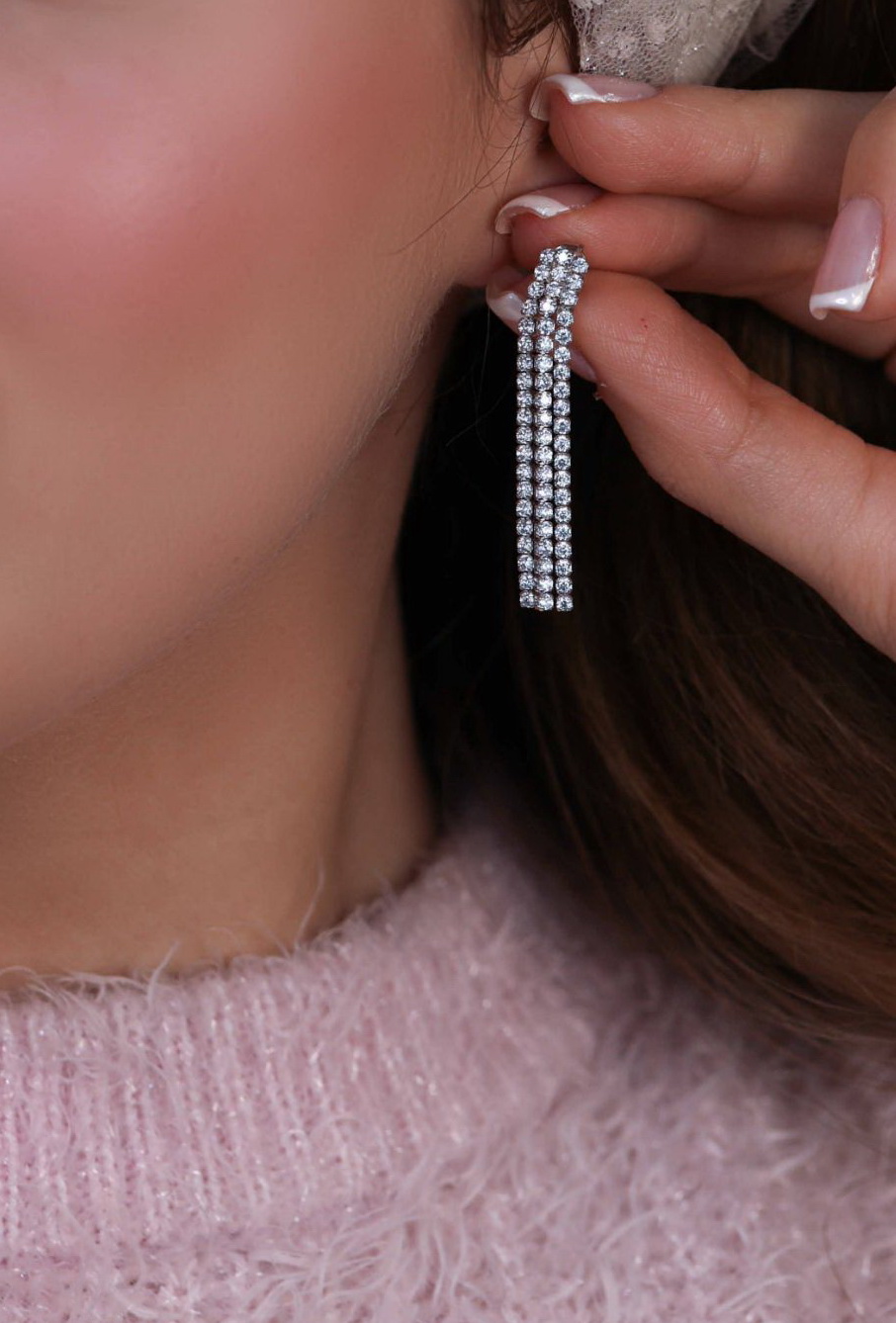 💍گوشواره جواهری ؛ با طراحي زيبا نقره عیار ۹۲۵ (E_5043)