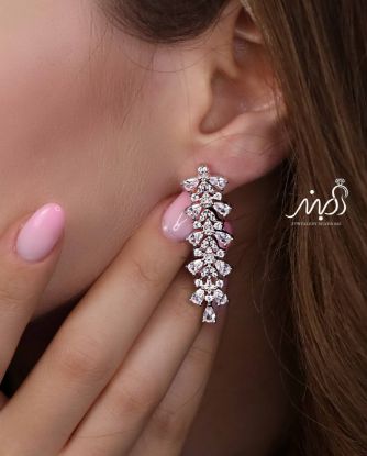 💍گوشواره جواهری  ؛ با طراحي زيبا نقره عیار 925 (E_5049)	