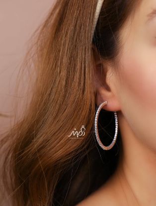 💍گوشواره جواهری حلقه ای ؛ با طراحي زيبا نقره عیار 925 (E_5060)	