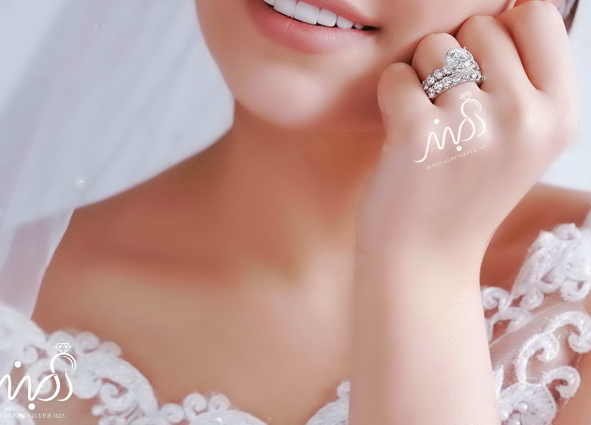 💍حلقه و پشت حلقه جواهری دورنگین آمریکایی ، نگین Round ؛ با طراحی خاص و زیبا نقره عیار ۹۲۵ با روکش طلا سفید‌‌‌‌‌‌‌ ‌‌