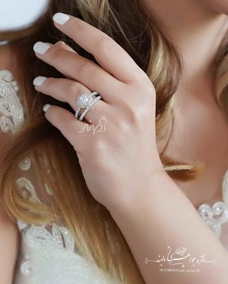 ‌‌💍 حلقه و پشت حلقه جواهری Round Cut ؛ طرح Verragio نقره عیار 925 ‌(P_2033)