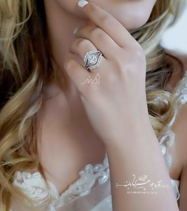 💍حلقه و پشت حلقه جواهری سه تیکه با نگین Oval ؛ خاص و زیبا و چشم نواز نقره عیار 925 (P_2036)
