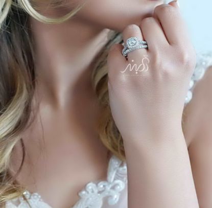 ‌‌💍 حلقه و پشت حلقه جواهری نگین کوسنی ( Cushion_cut) ؛ با طراحی Verragio نقره عیار 925(P_2039)