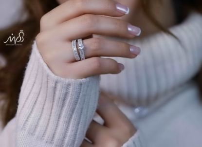 💍حلقه و پشت حلقه جواهری ، خاص و زیبا نقره عیار 925(P_2045)	