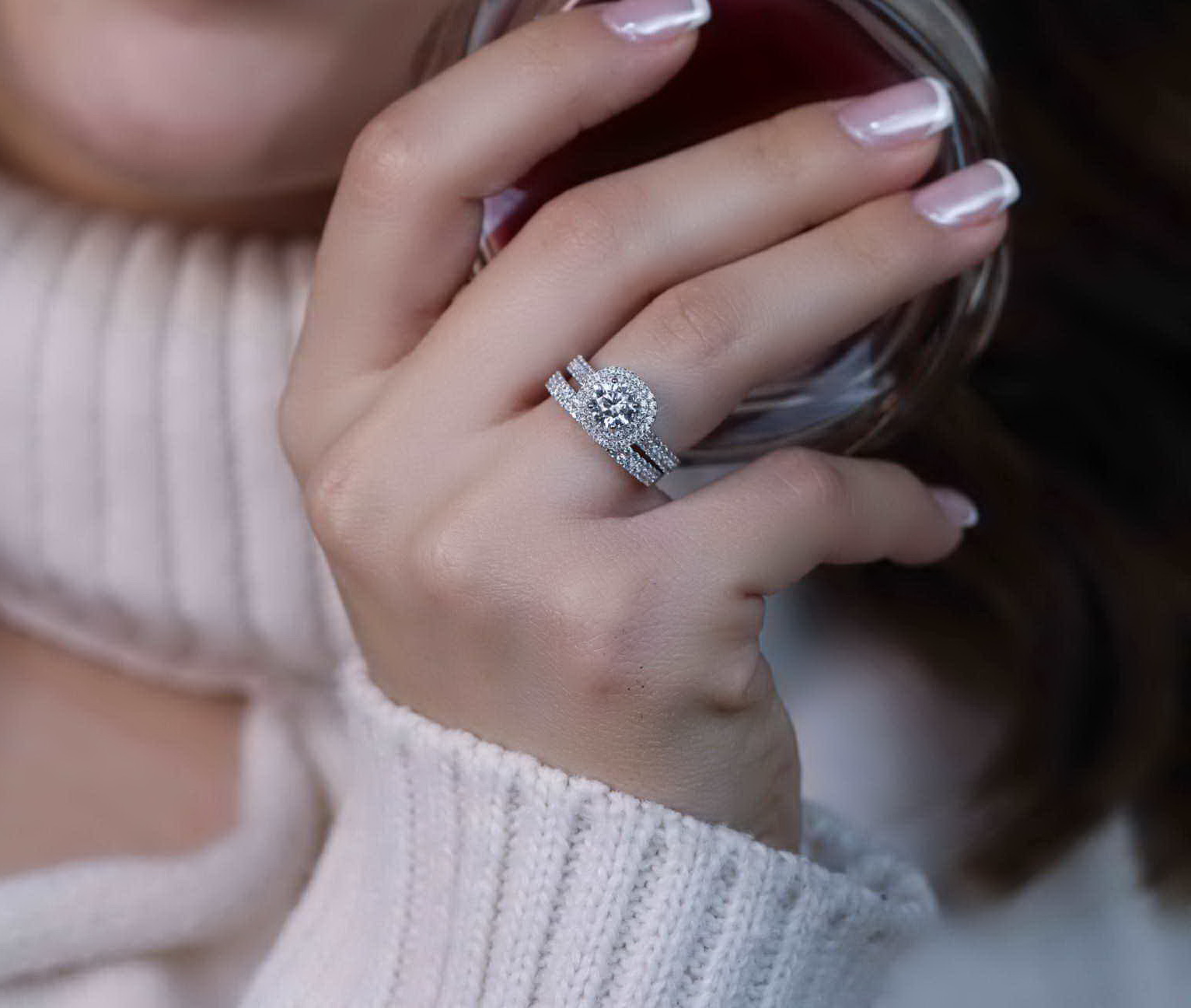 💍حلقه و پشت حلقه جواهری ، خاص و زیبا نقره عیار ۹۲۵(P_2048)