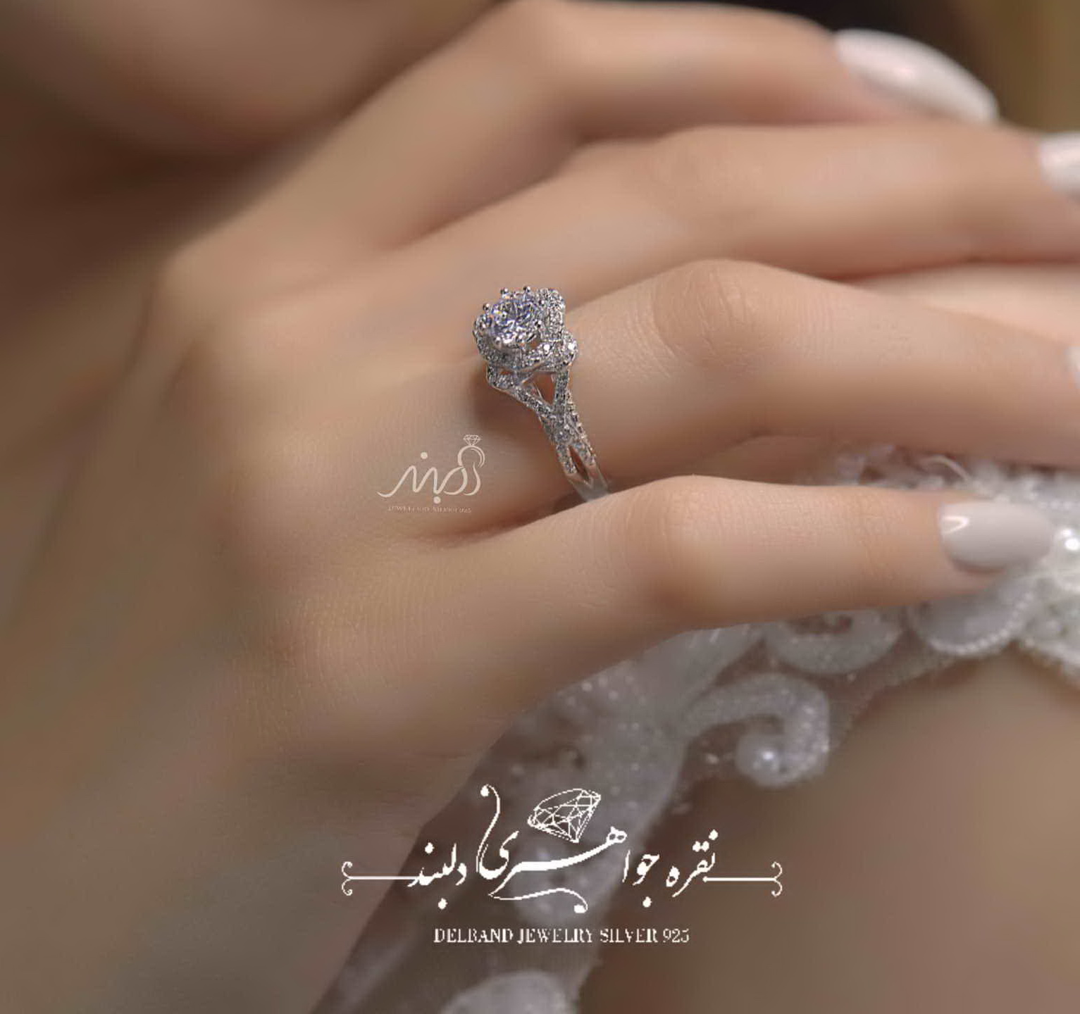 💍انگشتر سولیتر جواهری طراحی Verragio نگین Round-cut ؛ با طراحی خاص و زیبا نقره عیار 925 با روکش طلا سفید‌‌‌‌‌‌‌ ‌‌و داخل رکاب رزگلد(R_1006)