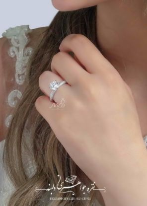 💍انگشتر جواهری سوليتر ؛ با طراحی خاص و زیبا نقره عیار 925 (R_1083)