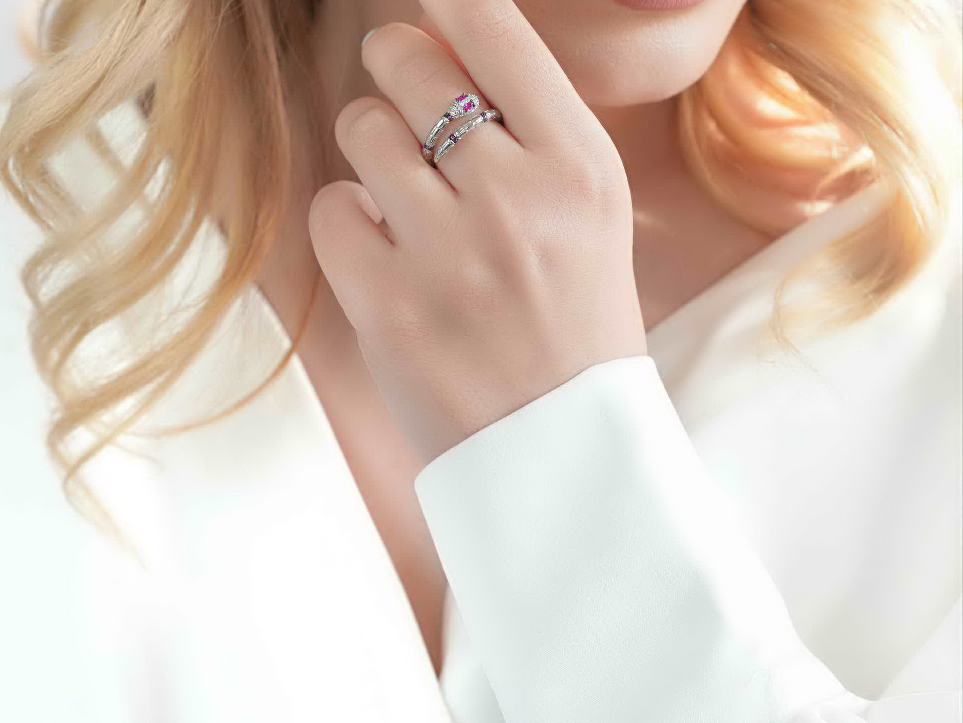 💍انگشتر جواهری مار؛ خاص و زیبا نقره عیار ۹۲۵(R_1125)