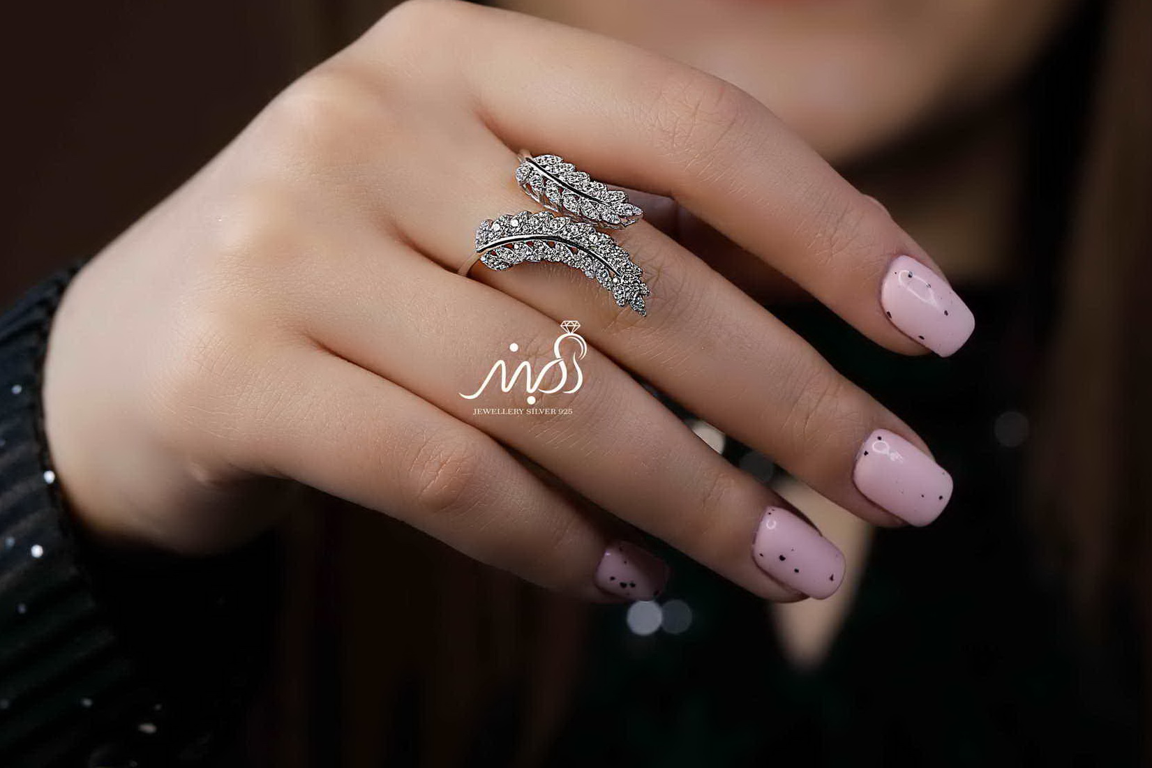 💍انگشتر جواهری لوكس پر ؛ نقره عیار ۹۲۵(R_1136)