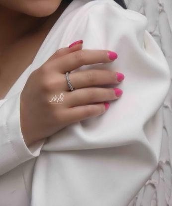 💍انگشتر جواهري دورنگین خاص و زیبا؛ نقره عیار 925(R_1180)