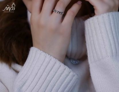 💍انگشتر جواهري برگ خاص و زیبا؛ نقره عیار 925(R_1219)	