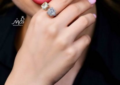 💍انگشتر جواهري گل و نگین سیترين خاص و زیبا؛ نقره عیار 925(R_1236)	