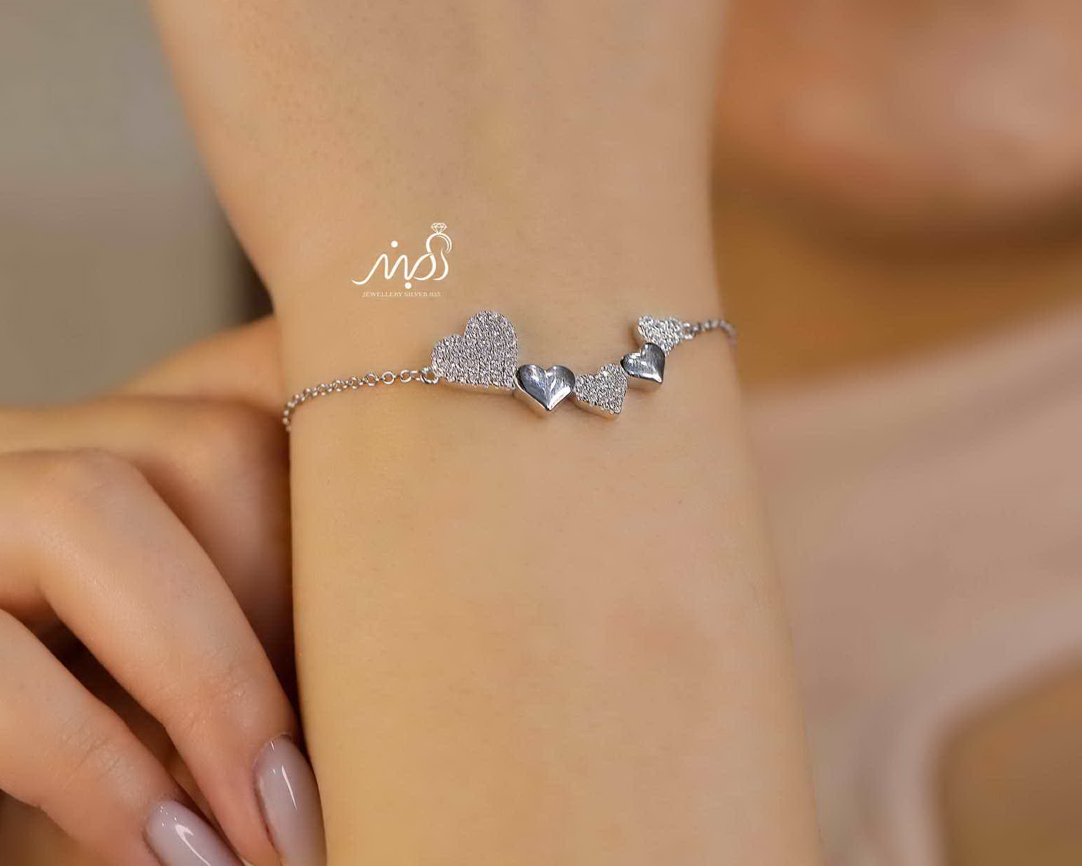 💍دستبند قلب خاص و زیبا نقره عیار 925 ( D_7074)
