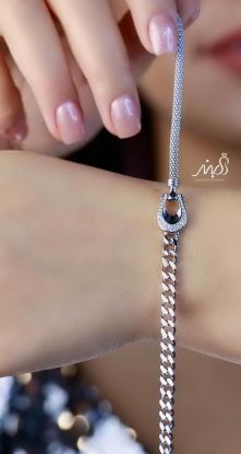 💍دستبند جواهری کارتیر خاص و زیبا ، نقره عیار 925 (D_7140)	