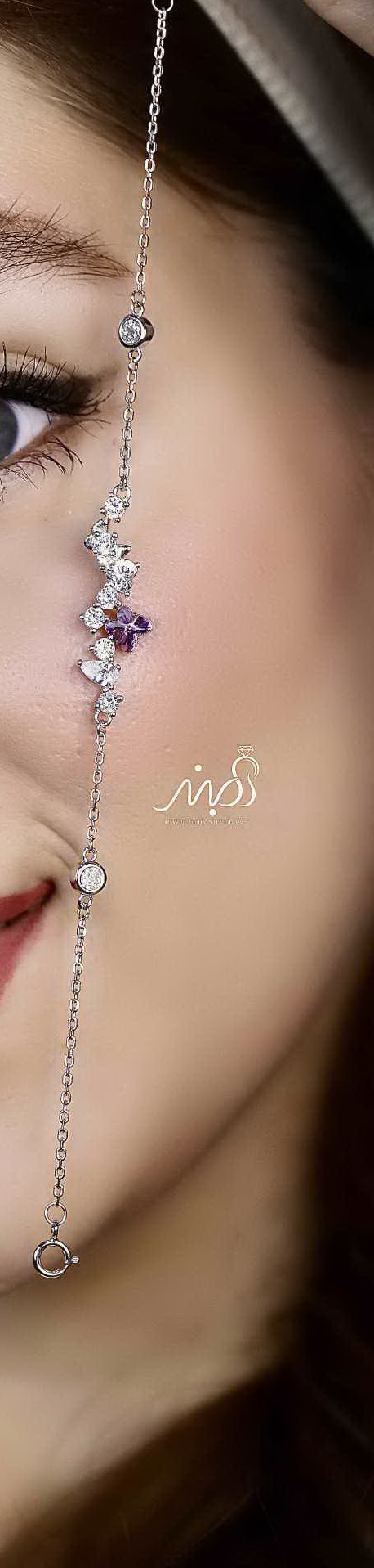 💍دستبند جواهری اسپرت با پروانه صورتی خاص و زیبا ، نقره عیار 925 (D_7176)