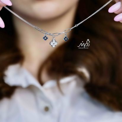 💍دستبند جواهری کارتیر با آویز ونکلیف خاص و زیبا ، نقره عیار 925 (D_7180)	