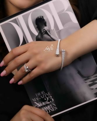 💍دستبند و انگشتر لاکچري خاص و زیبا ، نقره عیار 925 (D_7186)	
