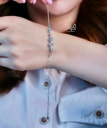 💍دستبند جواهری اسپورت پاپیونی خاص و زیبا ، نقره عیار 925 (D_7190)	