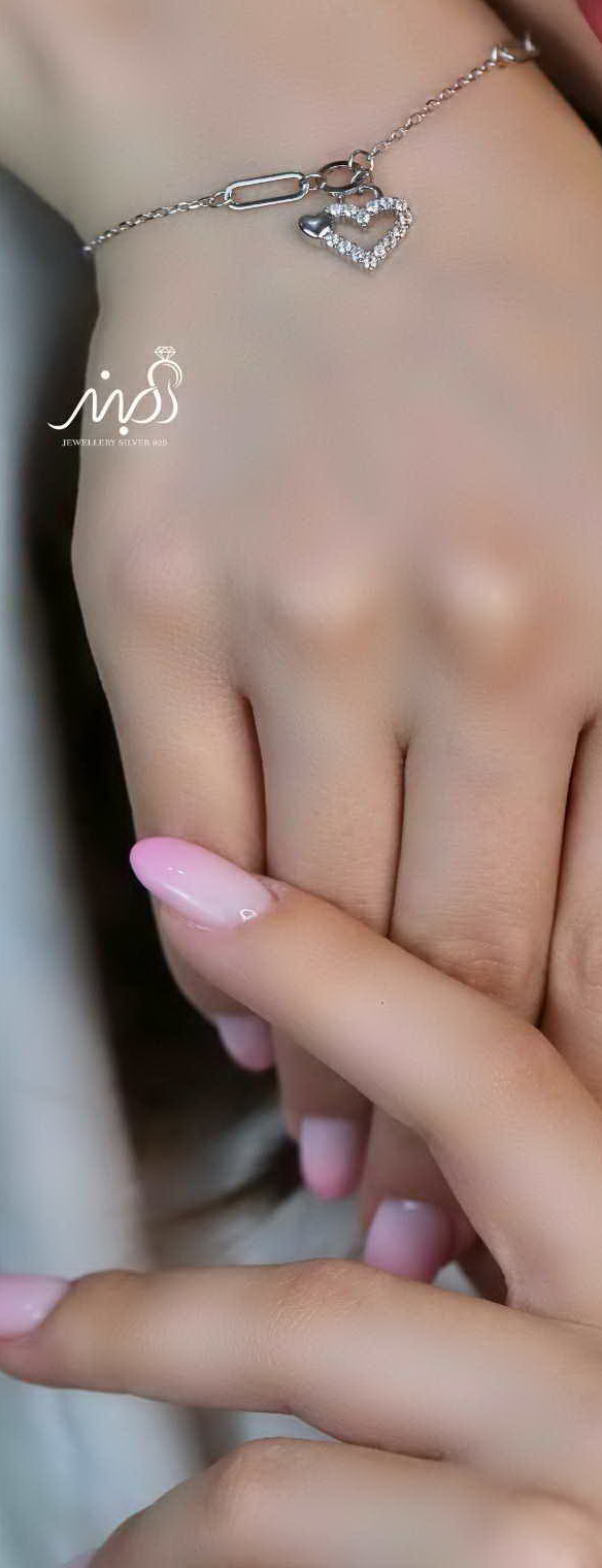 💍دستبند اسپورت با آویز قلب خاص و زیبا ، نقره عیار 925 (D_7198)
