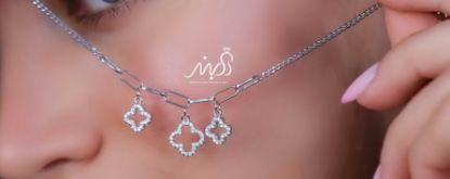 💍دستبند جواهري اسپرت با آویزهای ونکلیف خاص و زیبا ، نقره عیار 925 (D_7202)	