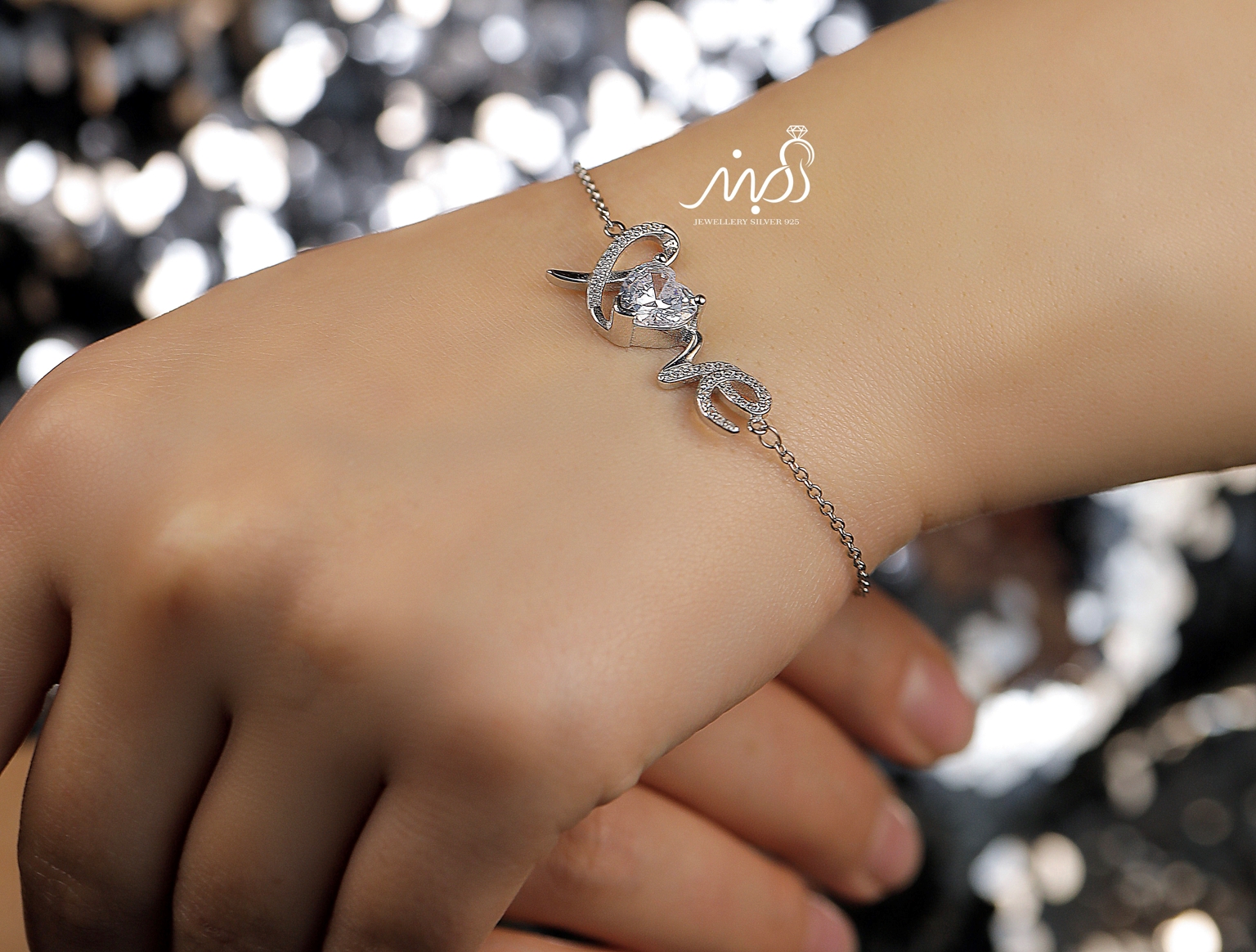 💍دستبنداسپرت LOVE خاص و زیبا نقره عیار 925 (D_7087)