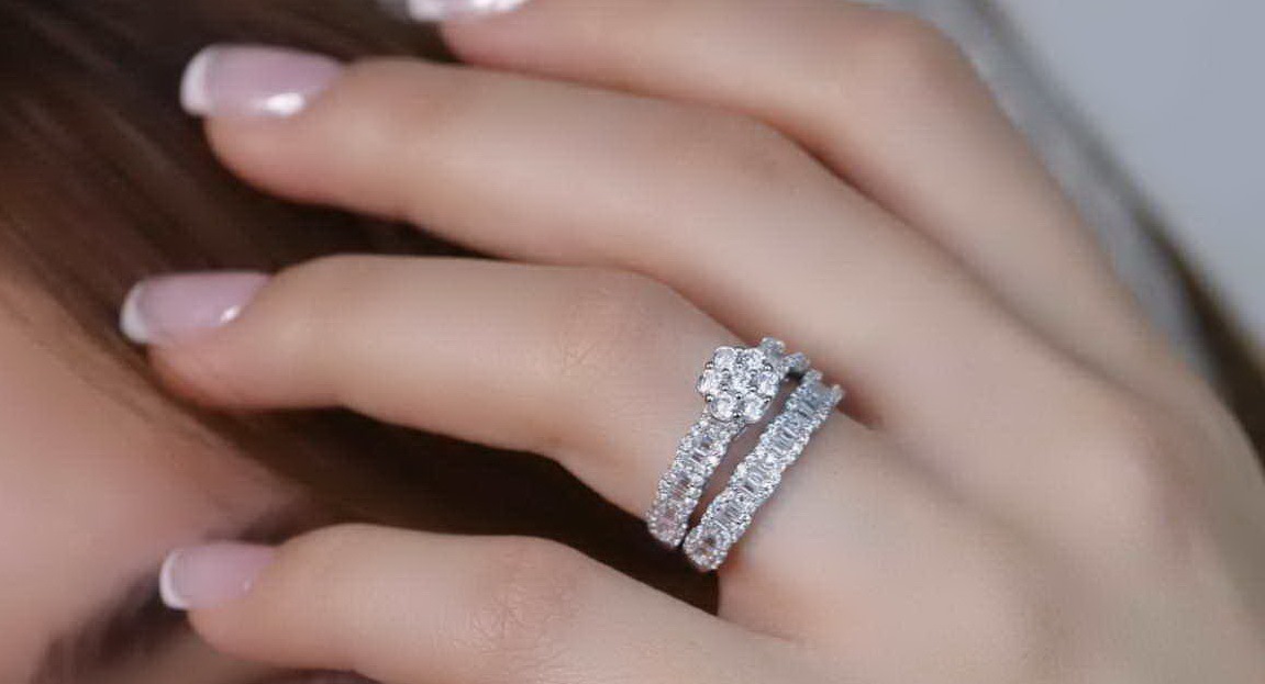💍حلقه و پشت حلقه جواهری ، خاص و زیبا نقره عیار 925(P_2047)