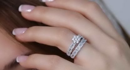💍حلقه و پشت حلقه جواهری ، خاص و زیبا نقره عیار 925(P_2047)	