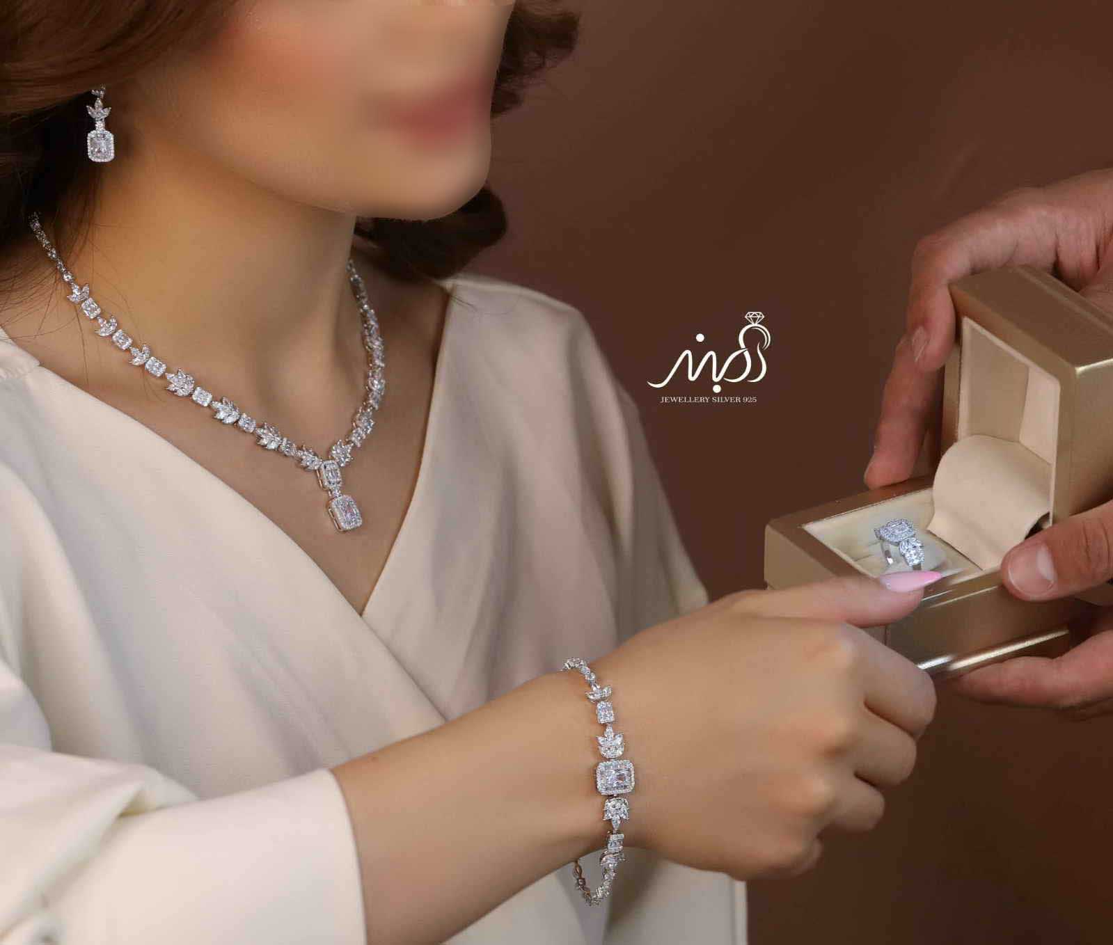 💍سرويس جواهری امرالد خاص و زيبا(گردنبند ، گوشواره ، دستبند و انگشتر) نقره عیار 925 (S_6049)‌‌‌‌‌‌ ‌