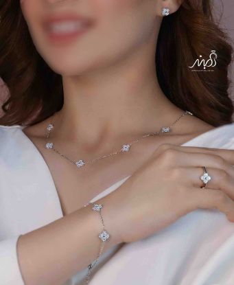 💍سرويس جواهری ونکلیف خاص و زيبا(گردنبند ، گوشواره ، دستبند و انگشتر) نقره عیار 925 (S_6056)‌‌‌‌‌‌ ‌	