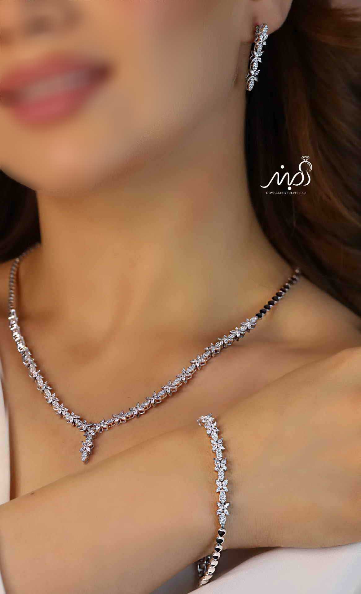💍سرويس جواهری خاص و زيبا(گردنبند ، گوشواره ، دستبند ) نقره عیار 925 (S_6055)‌‌‌‌‌‌ ‌