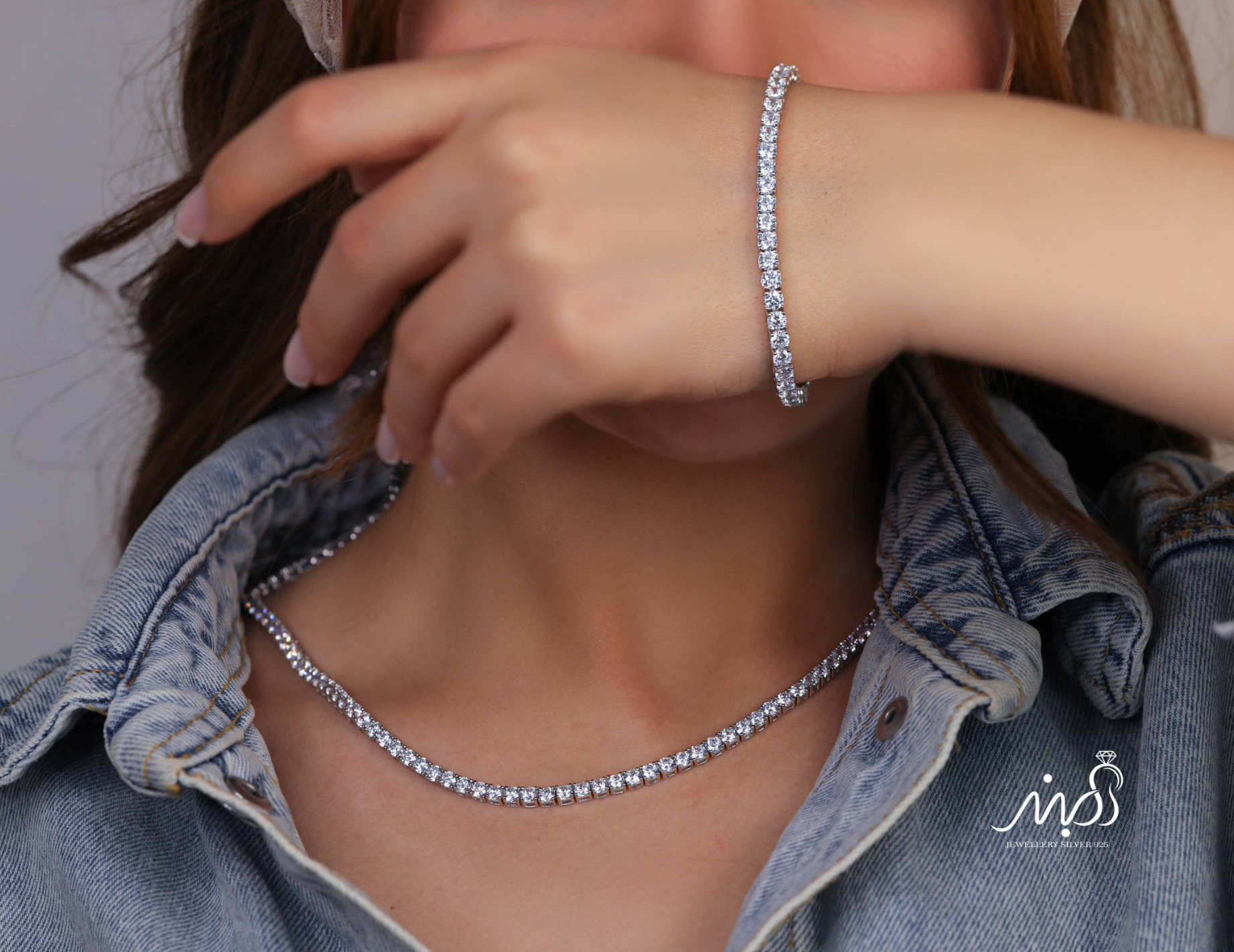 💍گردنبند جواهری تنیسی 3 میلی 40cm ، خاص و زیبا ، نقره عیار ۹۲۵ (G_3299)‌‌‌‌‌‌	