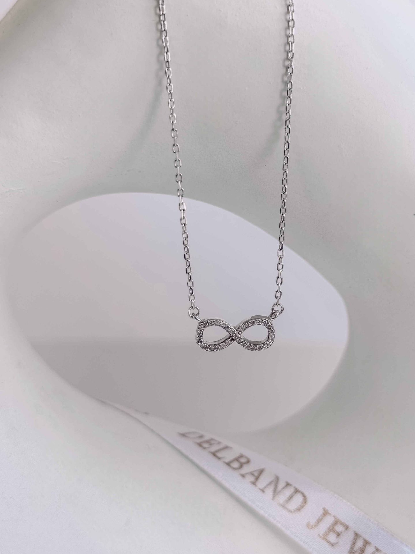 💍گردنبند طرح جواهر بی نهایت نماد عشق نقره عیار ۹۲۵ (G_3061)	