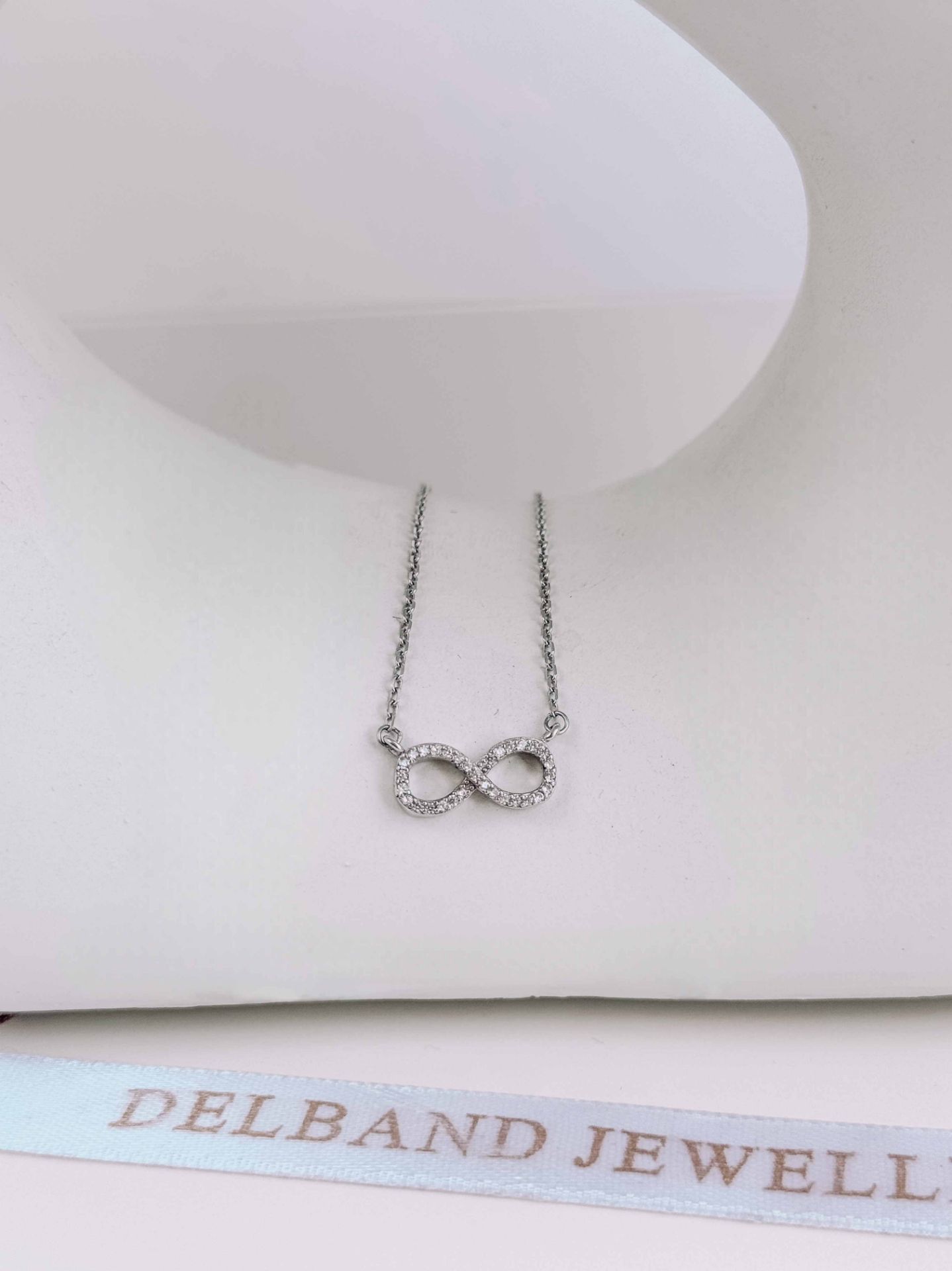 💍گردنبند طرح جواهر بی نهایت نماد عشق نقره عیار ۹۲۵ (G_3061)	