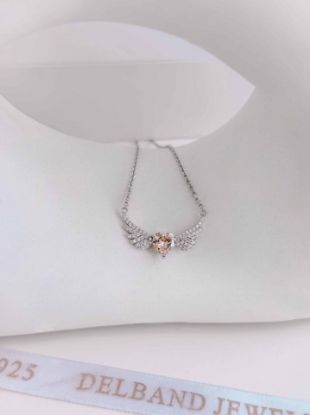 💍'گردنبند جواهری قلب بالدار خاص با نگین سيترين نقره عیار ۹۲۵ (G_3169)‌‌‌‌‌‌