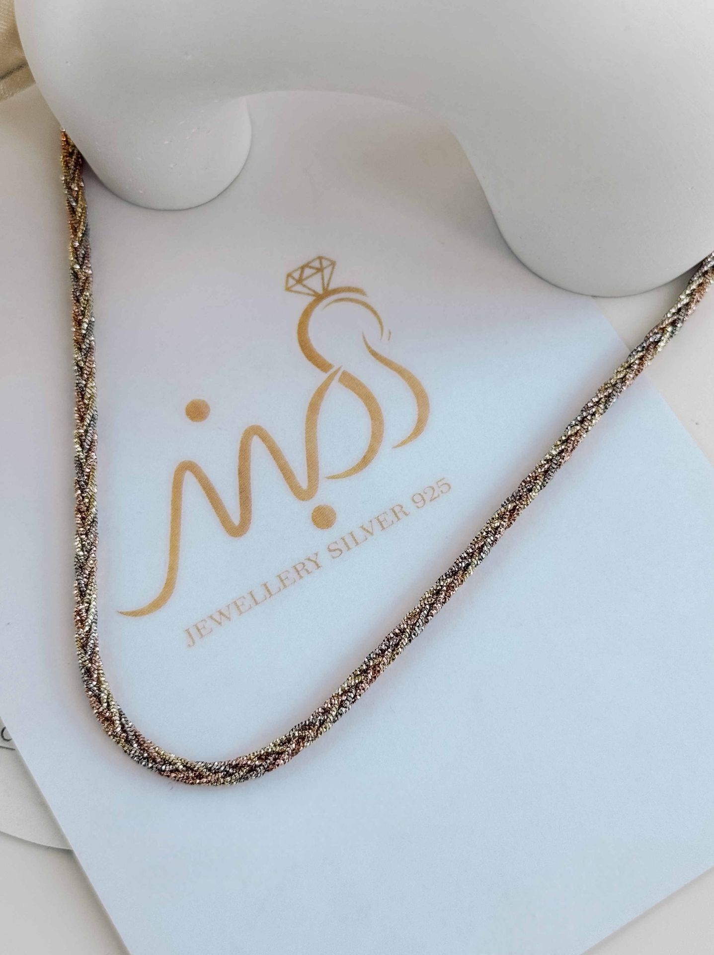 💍گردنبند جواهری طلايي خاص و زیبا ، نقره عیار ۹۲۵ (G_3289)‌‌‌‌‌‌	