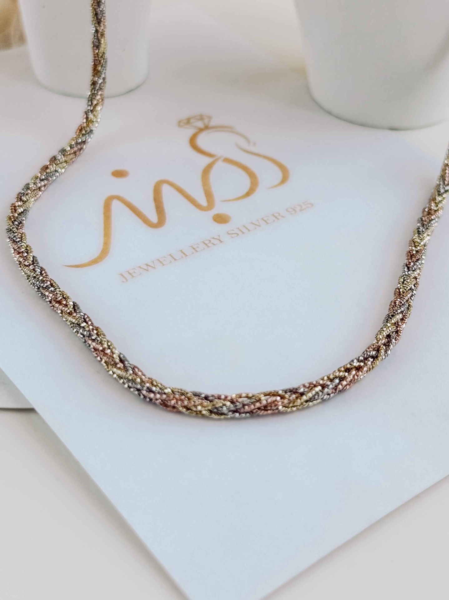 💍گردنبند جواهری طلايي خاص و زیبا ، نقره عیار ۹۲۵ (G_3289)‌‌‌‌‌‌	