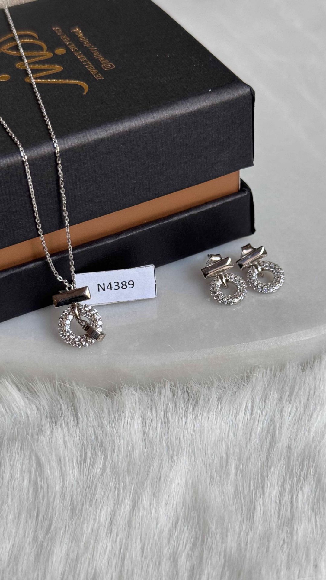 💍نیم ست جواهری (گردنبند و گوشواره ) خاص و زیبا ، نقره عیار ۹۲۵( N_4389)