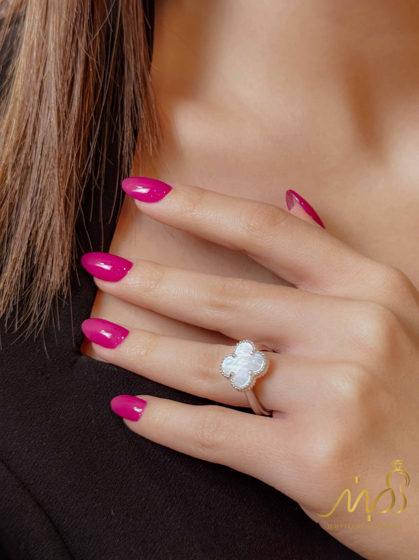 💍انگشتر جواهري ونکلیف صدفی خاص و زیبا؛ نقره عیار ۹۲۵(R_1271)	