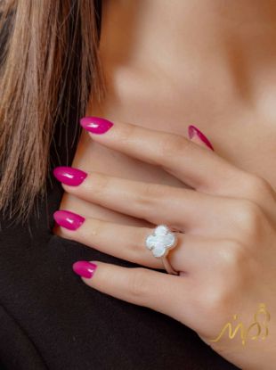 💍انگشتر جواهري ونکلیف صدفی خاص و زیبا؛ نقره عیار ۹۲۵(R_1271)	