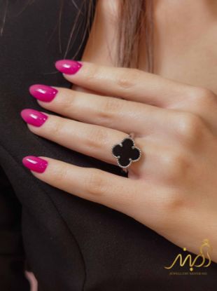 💍انگشتر جواهري ونکلیف مشکی خاص و زیبا؛ نقره عیار ۹۲۵(R_1272)	